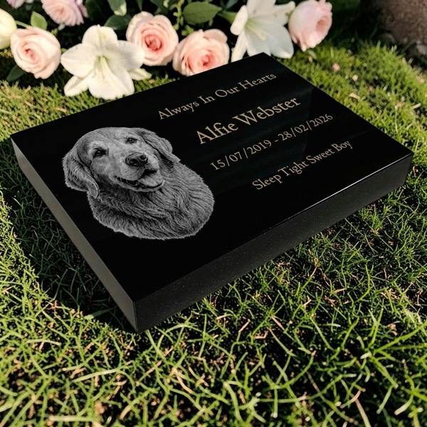 Memorials Direct Dog Memorial Granite Photo Tablet