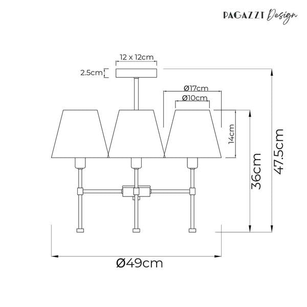Pagazzi Lighting Taliah 3-Light Antique Brass Semi-Flush Ceiling Light