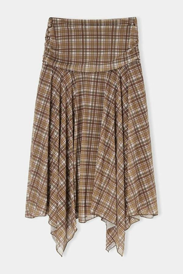WOVCOR Skater Asymmetric Hem Detail Stretch Knit Skirt