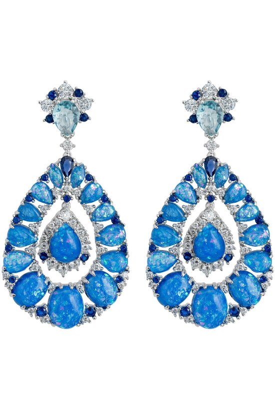 Latelita Paloma Blue Opal Drop Earrings Silver