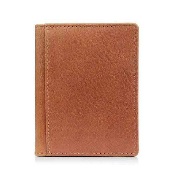 front  view of tan tuscan mens credit card holder