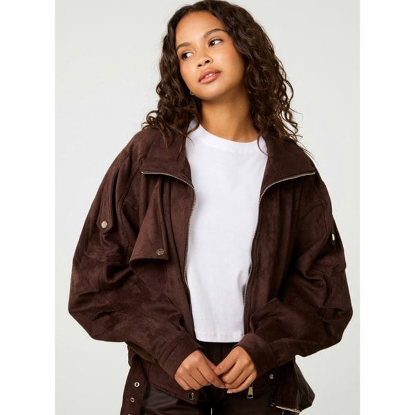 Pink Vanilla Faux Suede Oversized Jacket