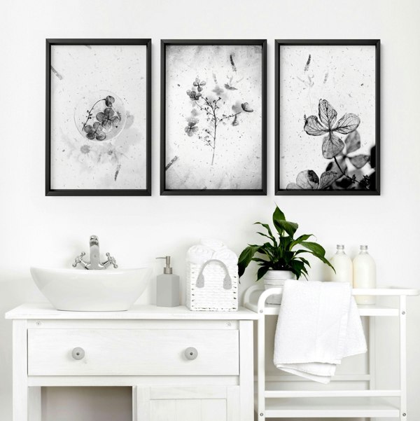 Modern bathroom wall decor ideas | Set of 3 wall art prints