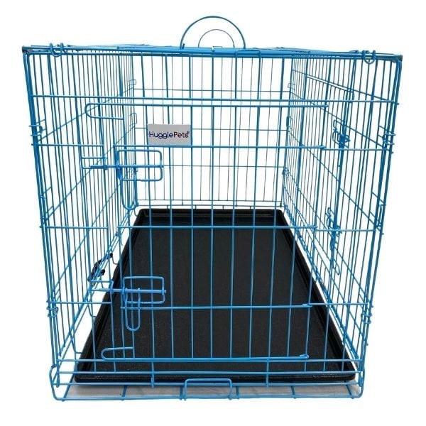 HugglePets Pink / Blue Dog Cage with Plastic Tray