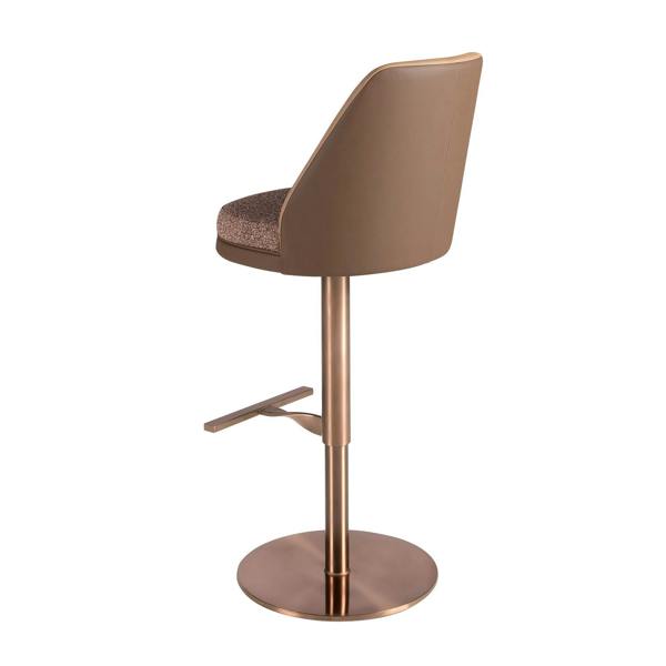 Angel Cerdá Swivel Stool in Mottled Brown Fabric and Brown Leatherette 4227
