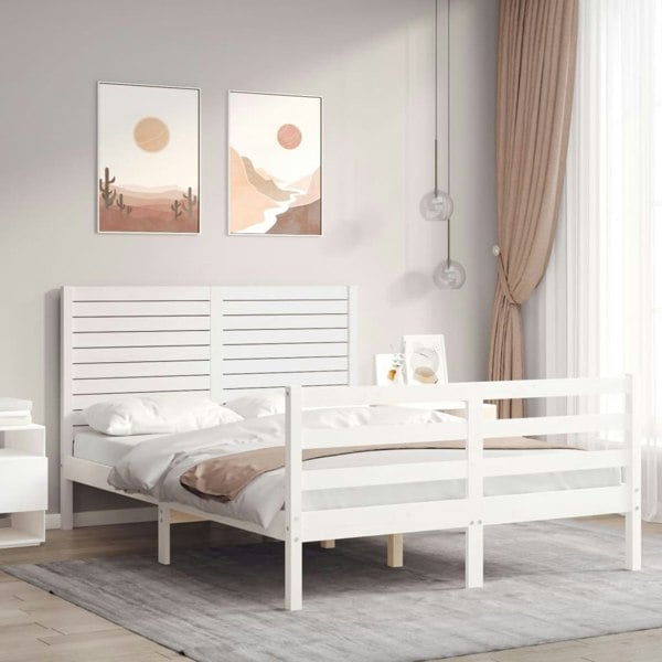 Berkfield Bed Frame with Headboard White 120x200 cm Solid Wood