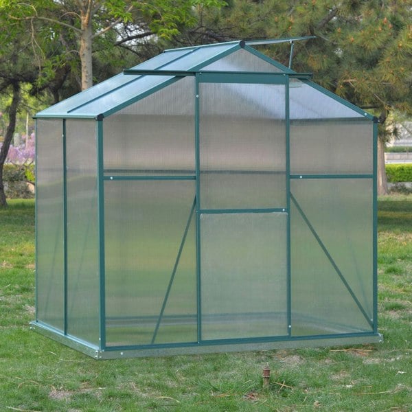 4' x 6' ft Garden Hobby Greenhouse Green Framed with Vent Garden greenhouse Living and Home