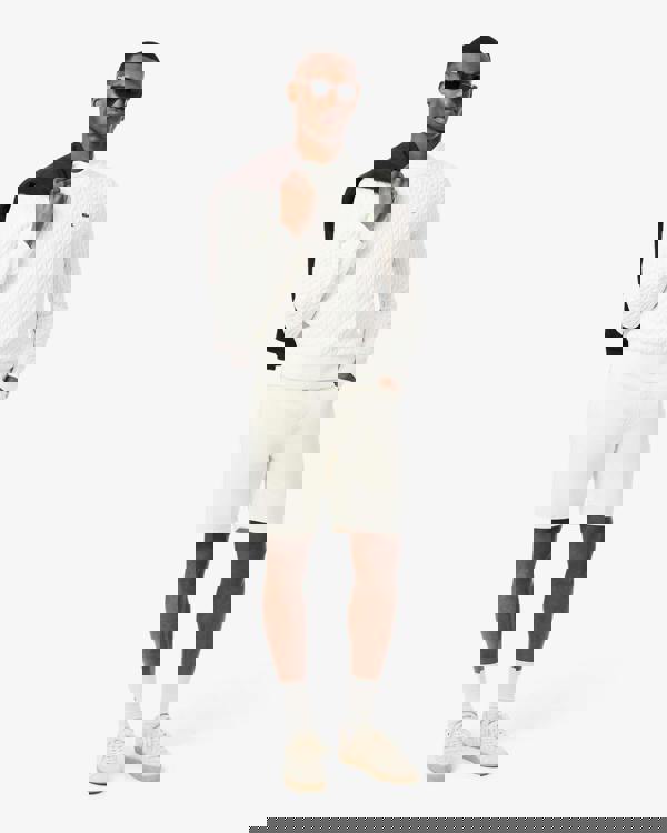 Lacoste Cable Knit Mens Cotton Jumper - Flour/Green