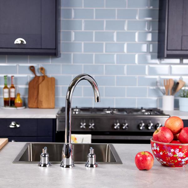 Flode Narvik | Dual Lever 3 Hole Kitchen Tap | Chrome Finish