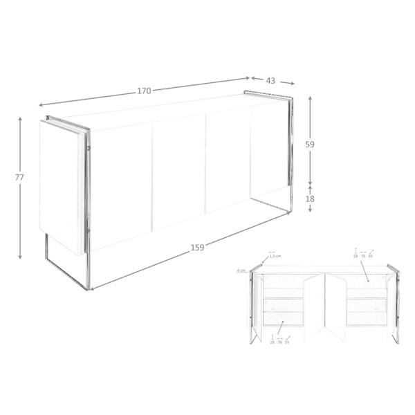 Angel Cerdá Sideboard white wood and tempered glass 3058