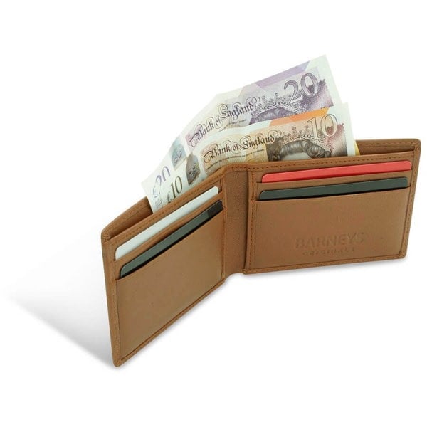 Barneys Originals Men's Tan Faux Leather Wallet - 4 Card Slots