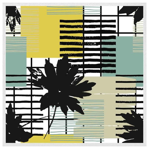 Benjamin Tate Design Geometric shape & leaf print in yellow & green (Picutre Frame)