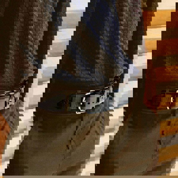 Embassy London Scott - Black Shine - Men's smooth full-grain black leather belt with broguing