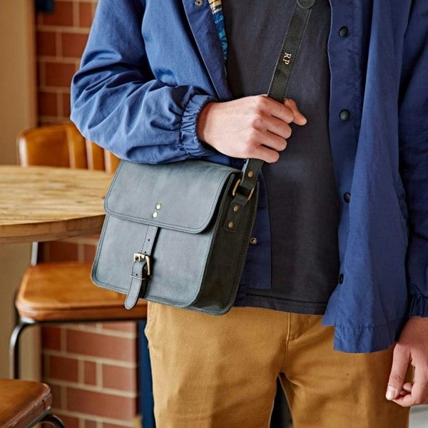 Paper High Black Buffalo Leather Crossbody Bag