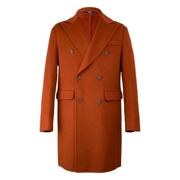David WeJ DW Signature Double Breasted Wool Overcoat - Orange