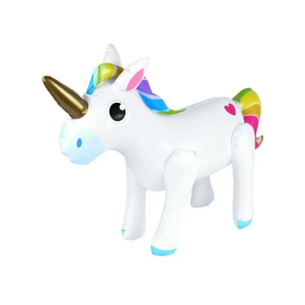 SwimExpert inflatable unicorn float with rainbow mane and gold horn