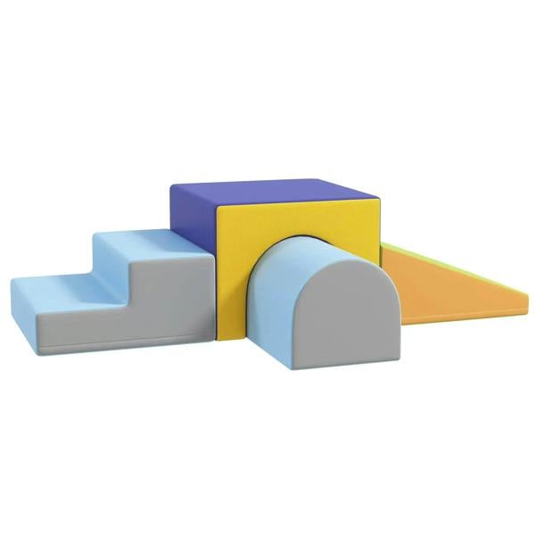 Multicoloured toddler foam play set with blocks, arch and ramp pieces