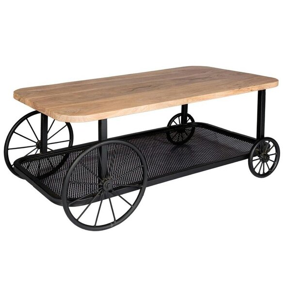 Wyld Haus Shanghai Industrial Oak and Black Modern Coffee Table