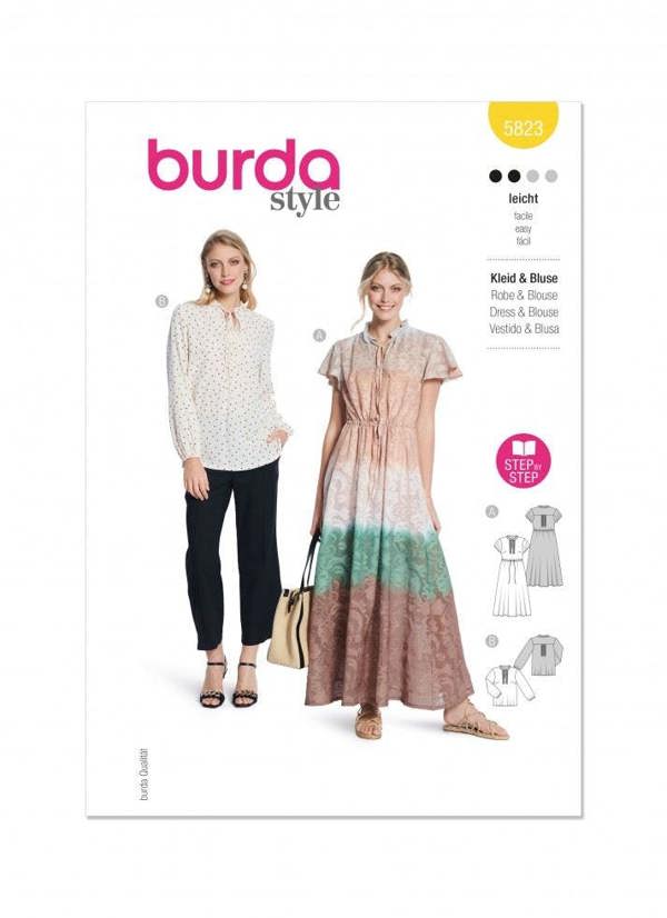 Burda Sewing Pattern 5823 Tops and Dresses For Women, 10-20 (36-46) - Easy