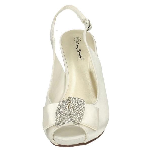 Anne Michelle Ladies Anne Michelle Peep Toe Diamante Bow Court Shoes F10254