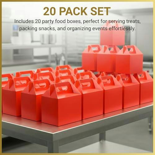 20 to 30 Pack Red Cardboard Party Food Boxes for Snacks, Cakes and Treats image 5