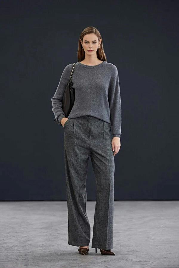 WOVCOR Cashmere Blend Crew Neck Knit Sweater