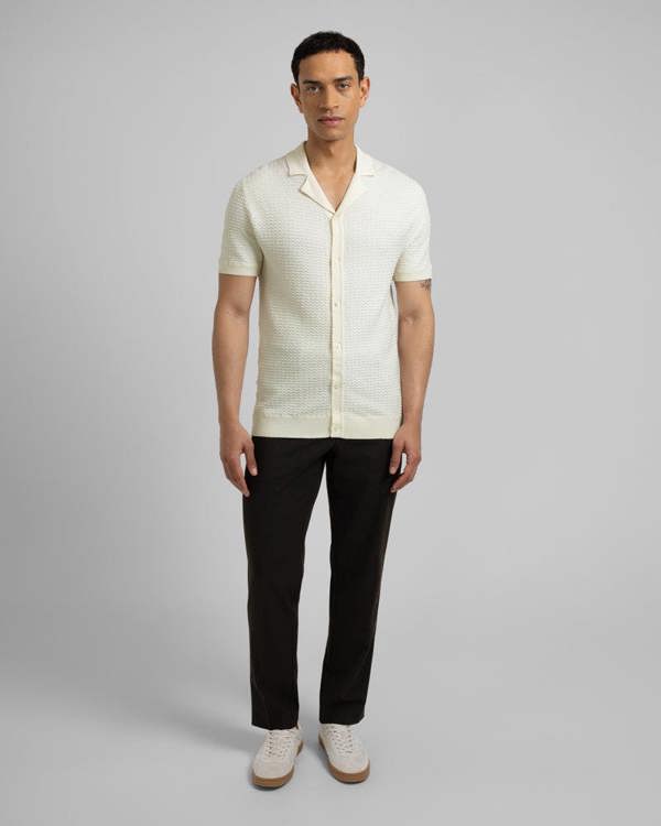 Steel & Jelly Aldgate - Chevron Textured Knitted Short Sleeve Shirt