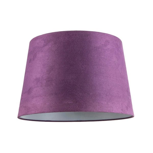 Deep Purple Velvet 12 Inch Drum Lamp Shade with White Cotton Inner Image 1
