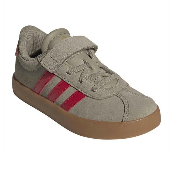 Adidas Boys VL Court 3.0 3 Stripes Suede Trim Trainers - Brown/Red - 