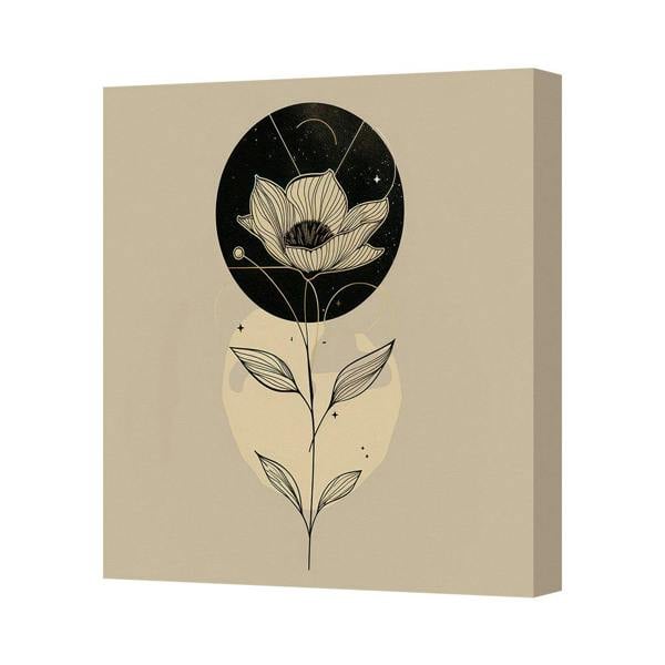 Benjamin Tate Design Contemporary Flower Canvas Art Print With Moon Circle Design