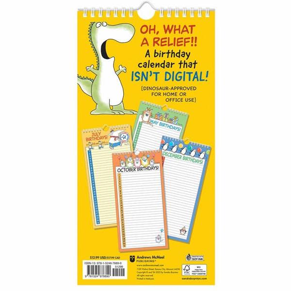 Andrews McMeel Publishing Sandra Boynton, My Family Birthday Perpetual Slim Calendar, Perpetual Calendars and Diaries, Month To View, Family, Gift