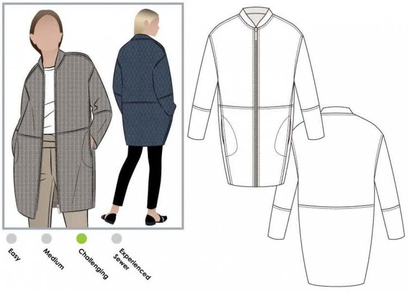Style Arc Sewing Pattern Casey Coat  - Coats for Women - Advanced