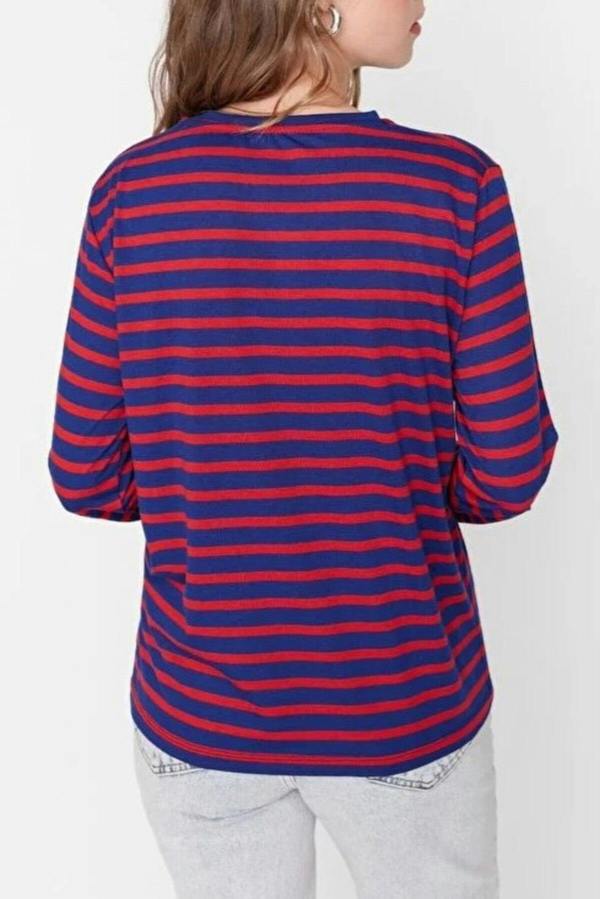 WOVCOR Striped Crew Neck Knit T-Shirt