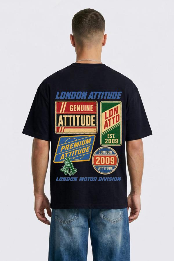 London Attitude Oversized  Vintage Motorsport Back Print T-Shirt