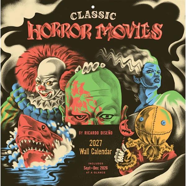 Chronicle Books Classic Horror Movies Calendar 2027, Wall Calendars, Month To View, Entertainment, Gift