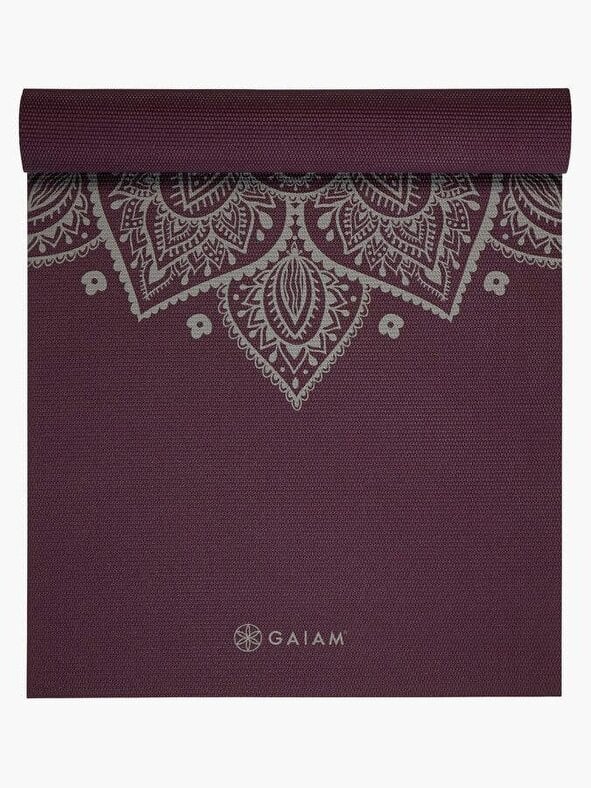 Gaiam Midnight Plum Sundial Flower Yoga Mat 5mm