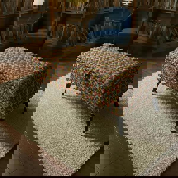 JF Geo Big Fabric ottoman storage bench with hidden storage and wooden legs