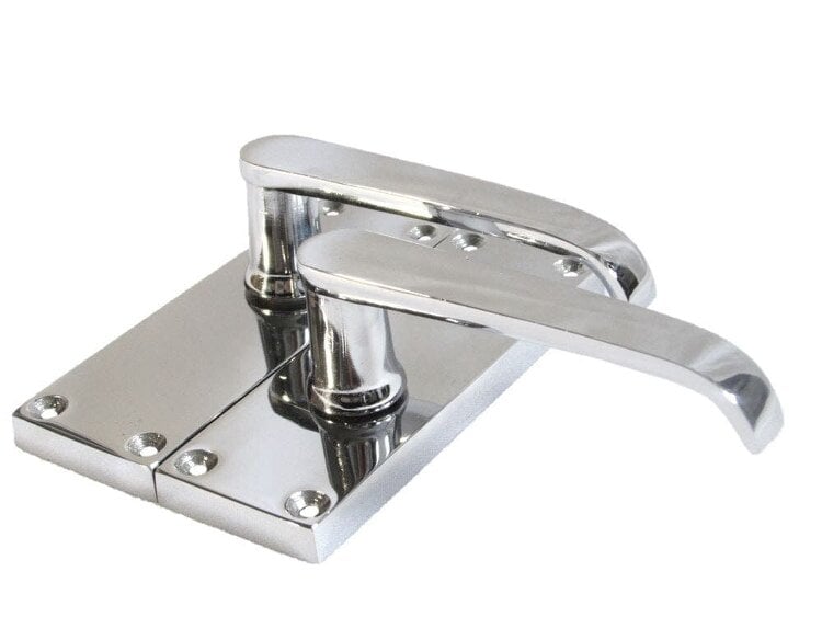 EDH Door Hardware Victorian Straight Chrome Door Handles – Interior Lever Handles + Tubular Latch