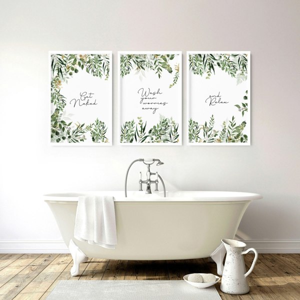 Bathroom wall art framed | set of 3 wall art