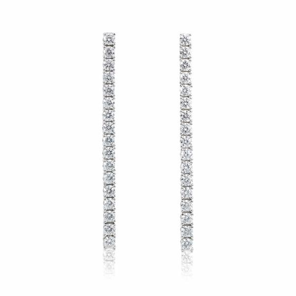 namana 925 Sterling Silver Long Drop Earrings with 3mm Cubic Zirconia Stones