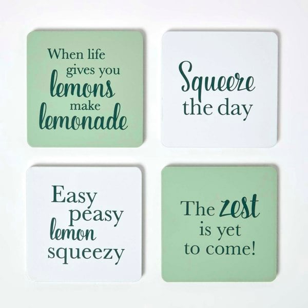 HOMESCAPES Coasters with Citrus Design, Set of 4