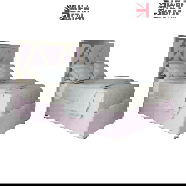 Casa Magna Alison Upholstered Soft Velvet Metal Bed Frame - Pink