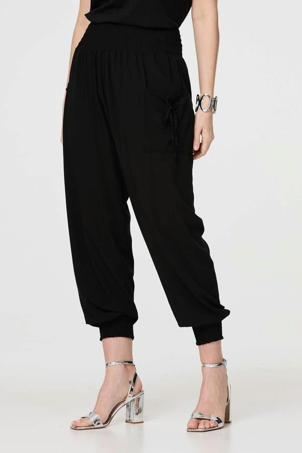 Black | High Waist Pull On Tapered Pants