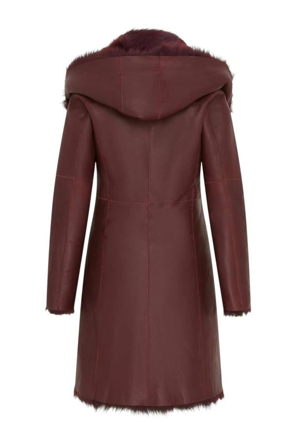 Infinity Leather Womens Toscana Sheepskin Leather Hooded Trench Coat - Coast