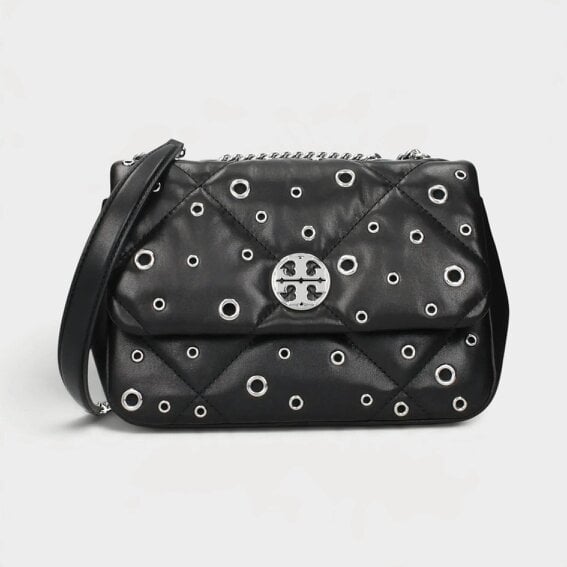 Tory Burch Willa Grommets Small Shoulder Bag Black