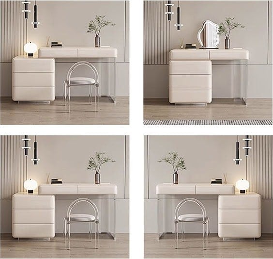 Donnelly Dressing Table With LED Mirror, Cream-Weilai Concept-Weilai Concept