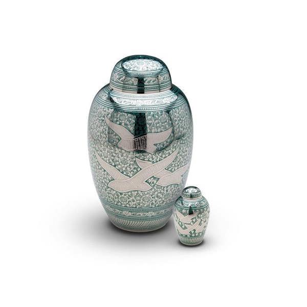 Memorials Direct Brass Birds Urn (Green)