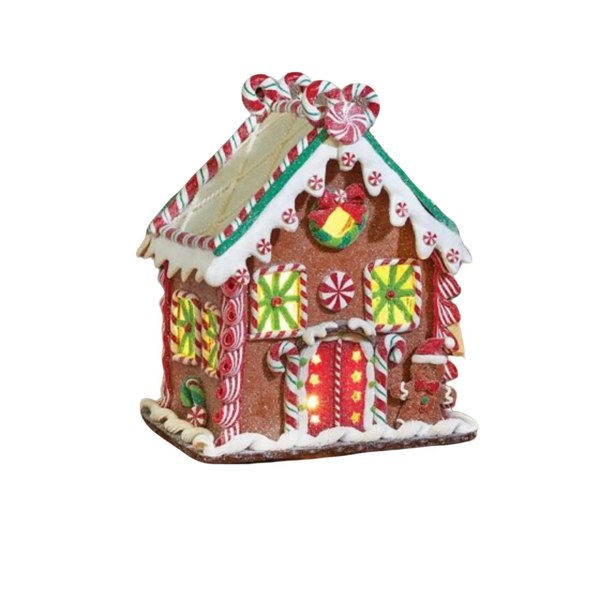 Samuel Alexander 23cm Battery Operated LED Christmas Gingerbread Candy Chalet Decoration