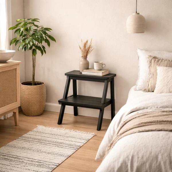 Wyld Haus Cork Black Wooden Level Decorative Stool