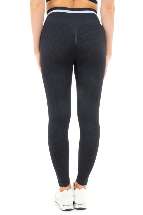 Smart Living Women's Leopard Print High Waisted Seamless Leggings - Black